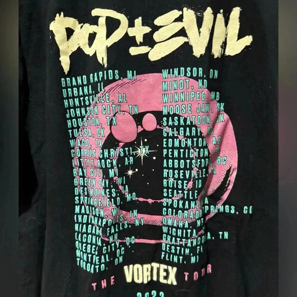 Pop + Evil Vortex 2022 Concert Tour T-Shirt - Picture 4 of 7
